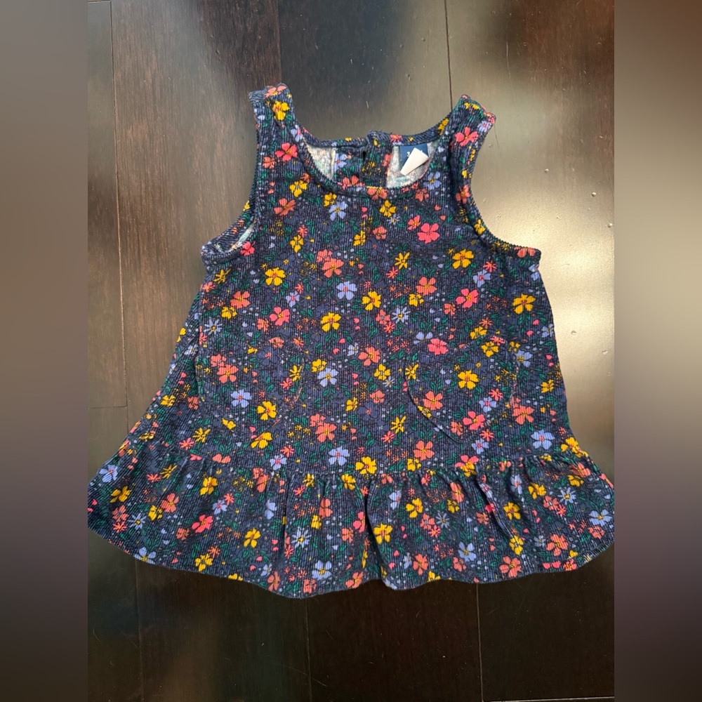 Old Navy Blue and Multi-Colored Floral Corduroy Dress
